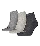 PUMA unisex Quarter Sportsocken Kurzsocken Socken 271080001 3 Paar, Farbe:Grau, Menge:3 Paar (1x 3er Pack), Größe:43-46, Artikel:-800 anthracite / light grey / middle grey
