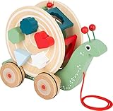 Small Foot Nachzieh-Stecktier Schnecke aus Holz, Motorikspielzeug zum Laufenlernen, für Kinder ab 12 Monaten, 11734, Mehrfarbig