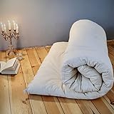 Japanwelt SHIATSU FUTON Natur Hanf I Futon-Matratze in besonders hoher Qualität – Bett-Matratze Topper Meditationsunterlage Schlafmatte Bodenmatratze aufrollbare-Matratze Bettdecke Futonbett (140 cm)