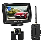 AUTO-VOX M1W Wireless Backup Kamera-Kit,Rückfahrkamera drahtlos, IP68 Wasserdicht LED Super Nummernschild Nachtsicht Rückseite Funk Back Up Auto-Kamera,10,9cm LCD TFT kabellos Rückfahrkamera Monitor