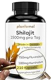 NEU: 210 Shilajit Kapseln - 1500mg Extrakt je Tagesdosis = 15.000mg Mumijo Shilajit - 50% Fluvinsäure & 12% Huminsäure - 105 Gramm Shilajit Extrakt 10:1 pro Dose = 70 Portionen - vegan - plantomol®