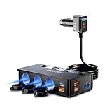 BESTEK Zigarettenanzünder Verteiler, 180W Auto KFZ Adegerät mit 65W PD & 4 Port QC3.0 kfz Ladegerät USB C Zigarettenanzünder Adapter USB mit LED Licht für iPhone Dash Cam iPad GPS