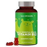 Vitamin B12 Gummibärchen - Dein Energie-Boost gegen Müdigkeit und bei B12-Mangel - Hochdosiert mit 400µg pro Dosis - 45 Stück - Vegan-zuckerfreie Vitamin Gummies - Bears with Benefits