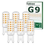 Tailcas G9 LED Lampe Warmweiß 3000K, 3W LED Lampen Ersatz für 30W 40W 50W Halogenlampe, G9 LED Leuchtmittel 350LM, Nicht dimmbar, Kein Flimmern, 360° Abstrahlwinkel, AC 220-240V, 6 Stück