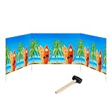 Garronda Strand Windschutz Sichtschutz 4m lang Plus Gummihammer GAEX001 (Surfbretter, 4m)