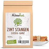 Zimtstangen Cassia 100g | ganze Zimtstangen in gerollter Zimtbaum-Rinde 8cm | für das perfekte Zimt Aroma in Dessertspeisen, Backwaren, Glühwein oder Hauptgerichten | vom Achterhof