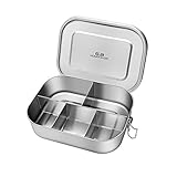 G.a HOMEFAVOR Edelstahl Brotdose Metall Lunchbox mit 5 Fächer 1400ml Auslaufsichere Bento Box Groß Sandwichbox Brotzeitdose mit Trennwand Vesperdose Brotbüchse