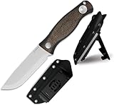 Kizer Polaris Feststehendes Messer, 10,75cm AEB-L Stahl Vollerl Campingmesser mit Micarta & Schwarzem G10 Griff, Survival Jagd Bushcraft Messer mit Verstellbarer Scheide & Schärfer, 1100A3