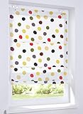 Ösenrollo Dots Kinderdesign mit bunten Punkten aus 100% Baumwolle, Blickdicht und lichtfilternd, Größe 60 x 120 cm