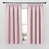 PONY DANCE Kinderzimmer Gardinen Blickdicht Kräuselband 2er Set Thermogardinen Hitzeschutz Kindervorhänge Mädchen Kurze Vorhänge für Schienensystem, H 160 x B 140 cm, Hellpink