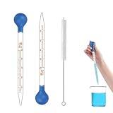 2 Stück Glas Pipetten Dropper, 10ml Tropfpipette, Measuring Pipettierer, Flüssigkeiten Messpipette, mit Gummi-pipettierball und Reinigungsbürste, für Labor Medizin Schule Lebensmittel Forschung