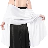 Stola Damen Halstuch Chiffon Sommer Schal Damen Festliche Stola für Abendkleid oder Brautkleid Hochzeit Scarf (Weiß)