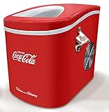 Salco Coca Cola Eiswürfelmaschine – Kompakter Eiswürfelbereiter mit 2 Eiswürfelgrößen, 12 kg Eis in 24 Stunden, Automatische Warnfunktion, Ice Maker Retro-Design in Rot