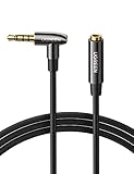 UGREEN 3.5mm Klinkenkabel Verlängerung Aux Verlängerung Winkel Audio Verlängerungskabel 4 Polig unterstützt Mikrofon für Autoradio, Kopfhörer, Headset usw.(2m)