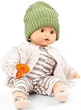 Götz 2420562 Muffin Baby Urban Stripes Puppe - 33 cm große Babypuppe mit braunen Schlafaugen, ohne Haare - Weichkörper-Puppe in 7-teiligen Set - geeignet ab 18 Monaten