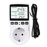 RUIZHI Digitaler Temperaturregler Steckdosen Heizung Kühlen Thermostat 250V mit Fühler Steckdose und Sonde LCD Bildschirm für Gewächshaus,Aquarium,Terrarium,Reptilien （EU