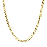 PROSTEEL Herren Kette Collier 18k vergoldet 46cm/18 in. Panzerkette Halskette 3mm breit kubanische Gliederkette Hip Hop Cuban Link Necklace Modeschmuk für Männer Frauen