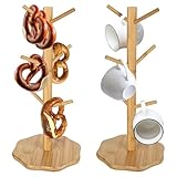 bssmmai 2 Stück Brezelständer Holz, Tassenständer, Brezenständer, Wurstständer, Brezelhalter mit 6 Armig, Brezelbaum für Restaurant, Café, Bar, Küchendekoration