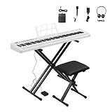 Bonnlo GPP-101 88 Tasten Halb-Gewichtetes Digitalpiano mit Dual-X-Form Ständer, Bluetooth (Audio & MIDI), Kopfhörer, Sustain Pedal und LED-Display, ideal für Anfänger und Fortgeschrittene, Weiß