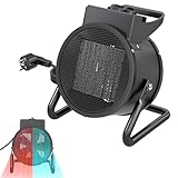 PEILU PTC Keramik Heizlüfter Elektrische Heizstrahler 2 Heizstufen + Ventilatorfunktion Elektroheizkörper mit Überhitzungsschutz & Thermostat Heizgebläse für Werkstatt Garage Zelt (3000W, Schwarz)