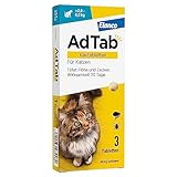 AdTab Floh- und Zeckenschutz für Katzen von über 2 bis 8 kg, Kautablette gegen Zecken und Flöhe, Schutz und Behandlung für 1 Monat, einfach zu verabreichen (3 St. pro Packung)