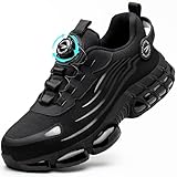 GUDECIUS Sicherheitsschuhe Damen Arbeitsschuhe Unisex Adult Leicht Sportliche Stahlkappenschuhe Atmungsaktiv Mode rutschfeste Anti-Punktur Arbeit Versicherung Schuhe Schwarz 38 EU