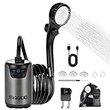 riggoo Campingdusche Tragbare, 8000mAh Camping Dusche Akku mit Pumpe und Temperaturanzeige, Outdoor Mobile Duschen mit Duschkopf und 2M Schlauch für Garten, Strand,Haustier,Autowaschen,Reisen