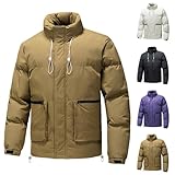 RLEHJN Daunenjacke Herren Puffer Jacke mit Kapuze Jacke Parka Gefüttert Einfarbig Steppjacke Herren Leicht ohne Kapuze Sportlich Winterjacke Outdoor Warme Softshelljacke Freizeit Outdoorjacke
