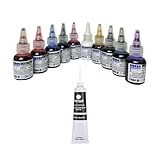 Glasmalfarben-Set. Schnelltrocknend Glasmalerei-Set. Vitrail. Geeignet zur dekorativen Gestaltung. Glass Paint Stained Glass (10 Farben x 25 ml & Konturenfarbe (Schwarz, 20ml))