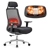 FLEXISPOT MasterEase Massage Bürostuhl, ergonomischer High-Back-Schreibtischstuhl mit 3D-Armlehnen, 2D-Lendenstütze mit Heiz und Massagefunktion, 4-Fach Verstellbarer Rückenlehne, Schwarz