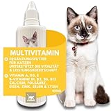 Katzen Vitamine 100ml I Multi Vitamin B komplex hochdosiert für Katzen I B Vitamine mit Vitamin A B12 D E I Folsäure, Eisen, Zink, Selen, l-Lysin & Calcium I Vitalität & Immunsystem stärken für Katzen