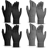 SATINIOR 4 Paar Magische Handschuhe Winter Strickhandschuhe Elastische Unisex Handschuhe Warme Fingerhandschuhe für Damen Herren Sport (Grau und Schwarz)