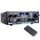 WOOPKER AK55 HiFi-Verstärker mit Bluetooth 70W x2 Mini Verstärker Heimkino Stereo Verstärker av Receiver Höhen und Bässe mit USB/RCA/MIC/FM