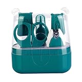 CLISPEED Nagelknipser Set für Junge Mädchen Sicher Scharf Nagelpflege Kit mit Teiligem Cartoon Design Grün für Neugeborene und Kleinkinder Kompakt Tragbar für Zuhause und Unterwegs