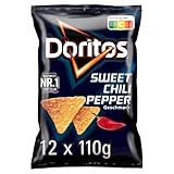 Doritos Sweet Chili Pepper - Tortilla Nachos mit süßem Chili-Geschmack - Herzhafter Snack zum Knabbern aus Mais (12 x 110g)