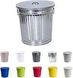 Jinfa Retro Metalltonne 7L mit Deckel & Griffen – kleiner Metall Mülleimer für Küche, Biomüll, Bad, Balkon – vielseitige Aufbewahrung als Ascheeimer, Futtertonne, Wäschetonne