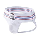 Sexy Slips Jockstrap Männer Herren Sport Unterwäsche Suspensorium Sexy Sportlich Suspensorium Sport Jockstrap Strings Breiter Gürtel Strings 7 Farben (Weiß, L)