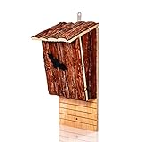 Skojig© Fledermauskasten aus Naturholz als Schlafplatz für Fledermäuse - Fledermaushöhle | Fledermaushaus für den Garten - fertig montiert & zum aufhängen : Fledermaushotel Nistkasten