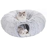 One PETS-TOP Katzentunnel Rund Mit Schlafplatz, Katzentunnel XXL Große Katzen, Rascheltunnel Für Katzen, Katzen Tunnel XXL Ultra weiche Runde Donut Form mit Spiel