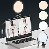 Full Screen Ringlicht Laptop, Videokonferenz Licht mit Clip, 3 Lichtmodi & 10 Helligkeitsstufen, Webcam Licht Kameraleuchte für Zoom-Meeting/Videoaufnahme/Live Streaming/Tiktok/YouTube/Vlog/Makeup