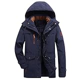 Herren-Winterjacke, Fleece, Reißverschluss, Kapuzenmantel, lässig, weich, dick, warm, langärmelig, lockere Passform, Outdoor, Winter, Hoody Pullover mit Taschen, A# Blau, XXL