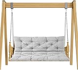 Extra dickes Sitzkissen für Gartenbank mit Rückenlehne für 2- und 3-Sitzer-Hollywoodschaukel, bequemes Sitzkissen für Terrassen-Liegen, Hellgrau, 150 x 50 x 50 cm