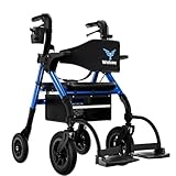 WALCORA Rollator Rollstuhl 2 in 1 Gehhilfe für Senioren mit Sitz – NEUHEIT 2025 – Outdoor & Indoor Wohnung – Faltbar & Leicht – Klappbar Gummireifen Leichtgewicht Gehwagen Walker Wheelchair Kaufen