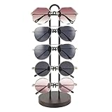 Mkono Sonnenbrillen-Organizer, Brillenhalter, Ständer, Sonnenbrillen-Aufbewahrung, Brillenregal, Metallrahmen mit Holzsockel, für 5 Paar Brillen-Display für Tisch, Schreibtisch, Dresser, Schwarz
