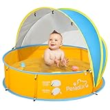 Peradix 4 in 1 Pop Up Baby Planschbecken,Babypool mit UV Schutz Bällepool, Baby Zelt Strandzelt mit Moskitonetz,Tragbare Spielzelt Bällebad Sonnenschutz Sommer für Jahre (Blau-Gelb)
