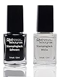 2x 12ml Stampinglack Set Weiss Schwarz Stamping Nagel Lack Nagellack Nail Polish Fingernagel RM Beautynails (2er Pack)