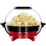 Gadgy Popcorn Maschine groß - Retro Popcorn Maker 5 L - Popcorn Maker mit Antihaftbeschichtung und abnehmbarer Heizfläche - Popkorn Maschine rot - Popcornmaschine 800W - Popcorn machine