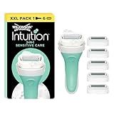 Wilkinson Sword - Intuition Sensitive Care für Frauen, Rasiergriff +6 Rasierklingen, Kein Rasiergel erforderlich
