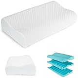 Nackenstützkissen Höheneinstellbares aus Memory Foam Orthopädisches und Ergonomisches Kopfkissen für Bett Kissen Hilft bei Nackenschmerzen Nackenstütze und Anti Schnarch Waschbarem Polyes. Bezug