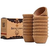 Bake Choice 400 Stück Mini Muffinförmchen Papier zum Backen, natürlich,Pergament,mini-muffins papierförmchen für Mini-Cupcake-Formen, lebensmittelecht, antihaftbeschichtet,fettdicht